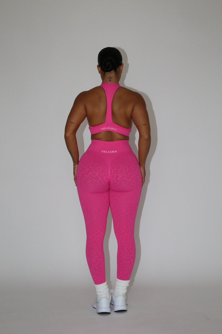 Pink Leopard VelAura T Strap Bra