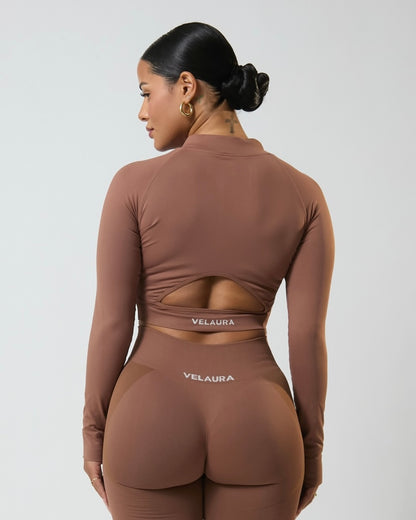 Mocha VelAura Zip-Up