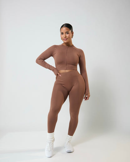Mocha VelAura Zip-Up