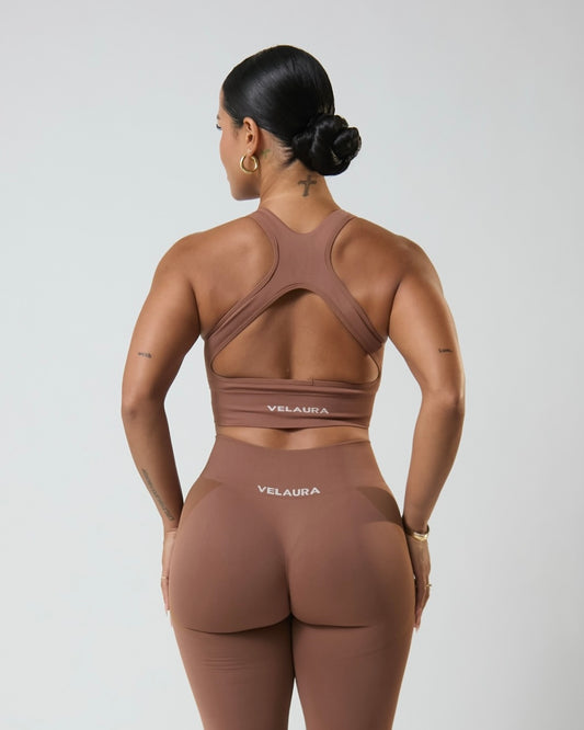 Mocha VelAura Racerback Bra